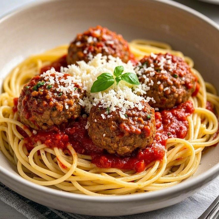 Home ✨ spaghetti with meatballs✨ a classic italian…